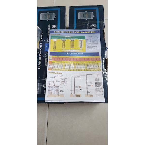 Kim thu sét chủ động phóng tia tiên đạo, Kim chống sét Pantheon CX-070 bán kính bảo vệ an toàn 73m, Kim thu lôi inox 304