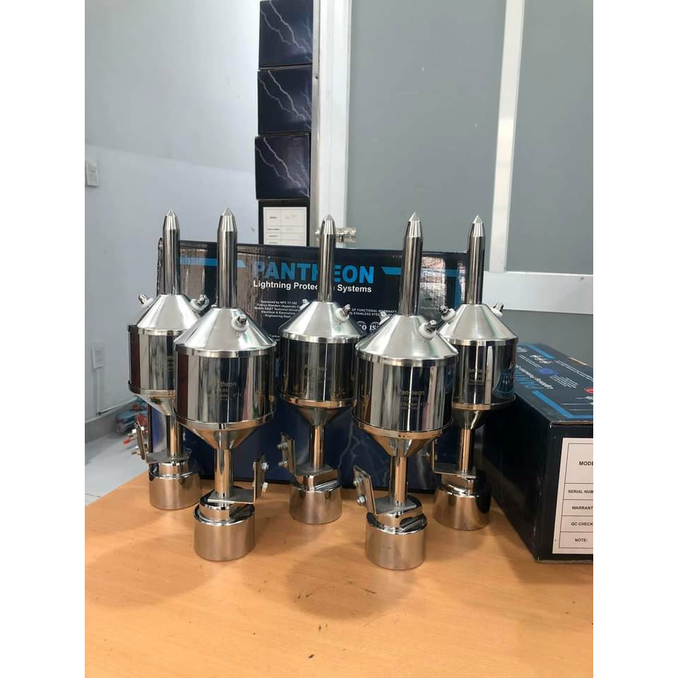 Kim thu sét chủ động phóng tia tiên đạo, Kim chống sét Pantheon CX-070 bán kính bảo vệ an toàn 73m, Kim thu lôi inox 304