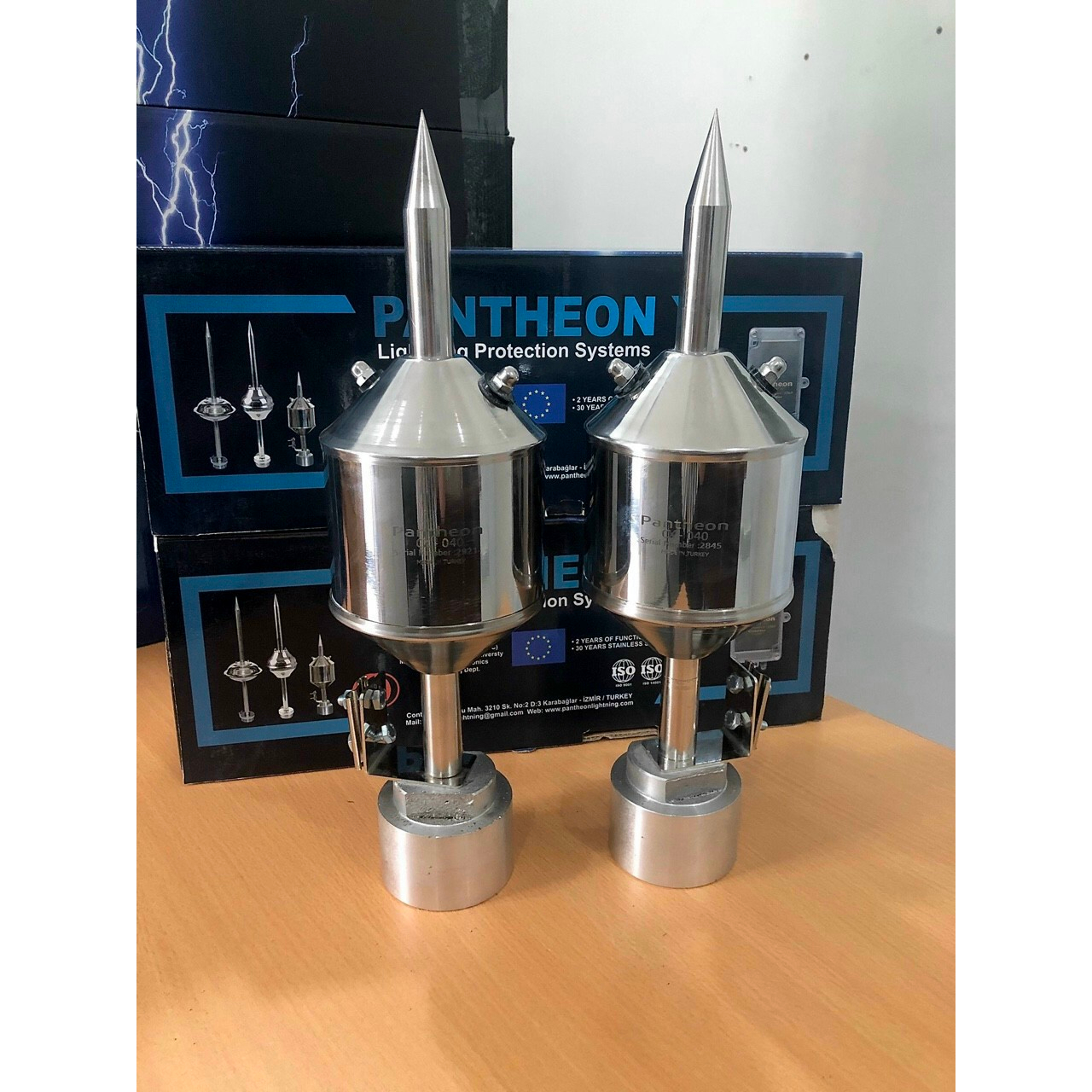 Kim thu sét chủ động phóng tia tiên đạo, Kim chống sét Pantheon CX-070 bán kính bảo vệ an toàn 73m, Kim thu lôi inox 304