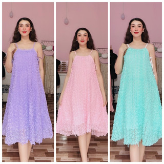 Đầm dây hoa nổi