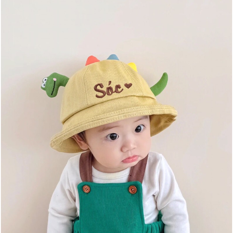 Mũ khủng long thêu tên