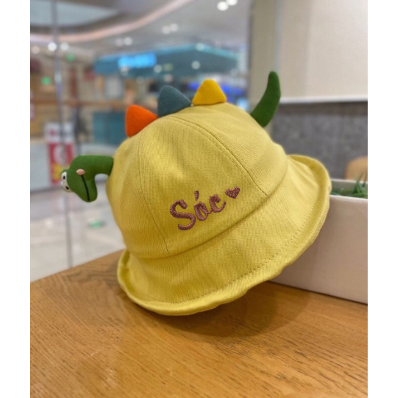 Mũ khủng long thêu tên