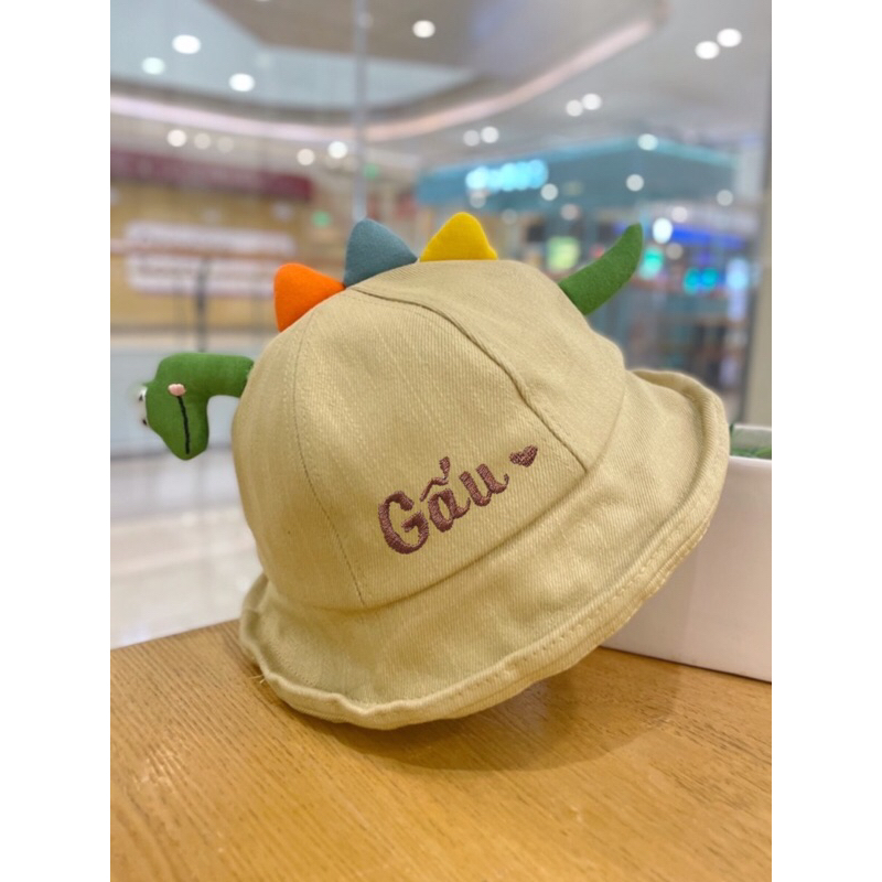 Mũ khủng long thêu tên