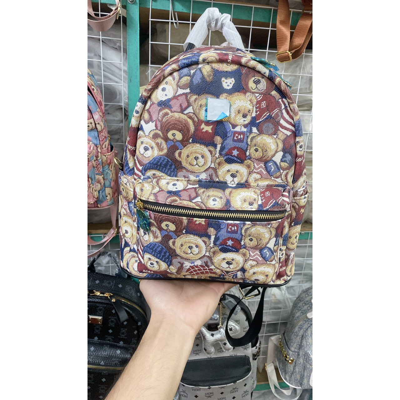 Balo Da hoạ tiết gấu thái chuẩn chính hãng