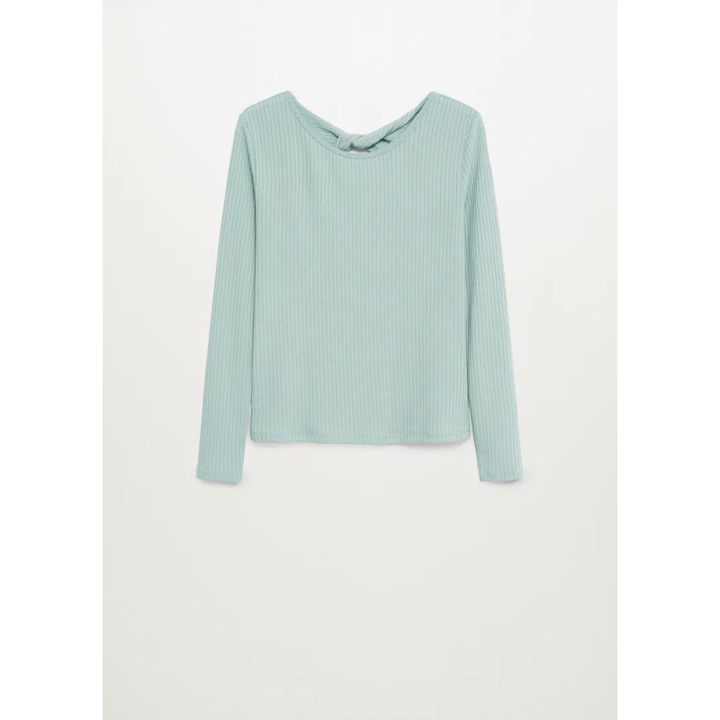 Áo Mango chính hãng cut out tay dài xanh ngọc