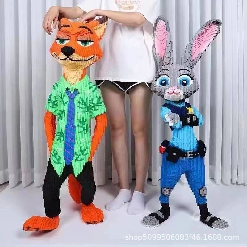 LEGO cáo nick và thỏ zootopia judy 115CM Đồ chơi lắp ráp mô hình cỡ lớn Hàng Đẹp bear bricK