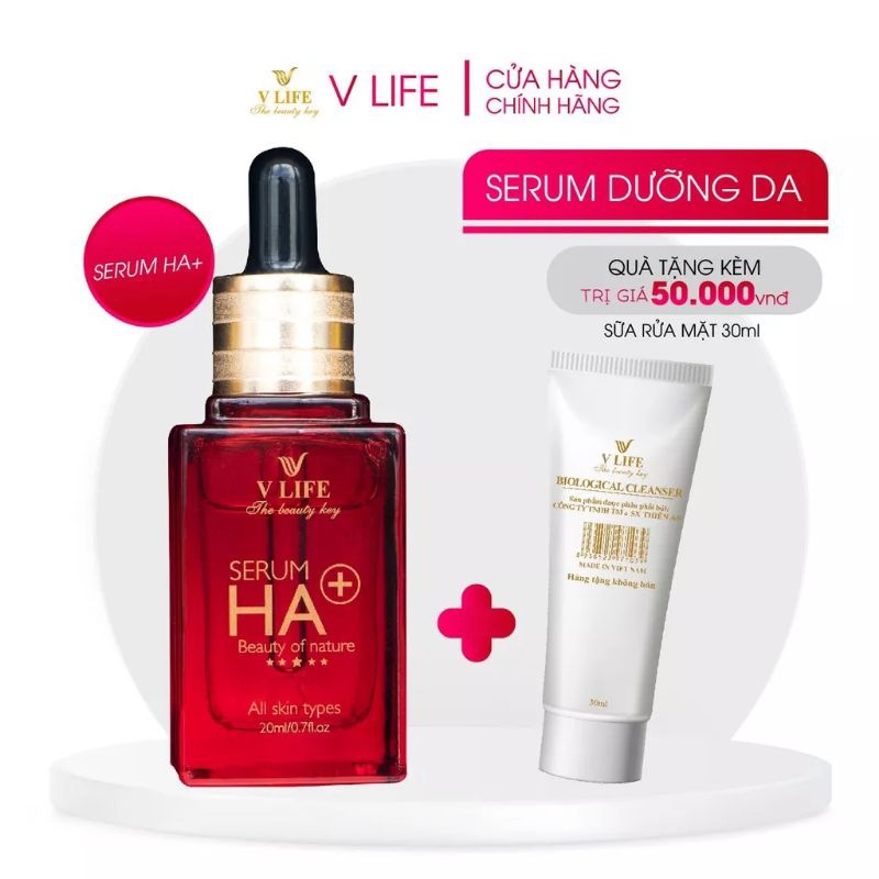 Serum HA Vlife tặng 1 sữa rửa mặt Vlife 30 ml