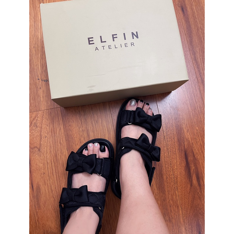 Sandals nơ đen nội địa Hàn - Sẵn size 38