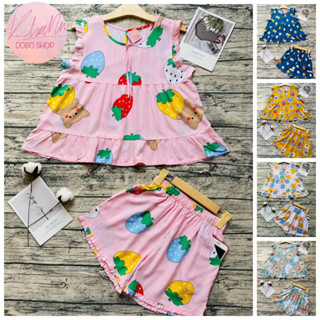 Bộ tole nữ mặc nhà, bộ lanh nữ 45-65 ký, Quần đùi áo babydoll hoạ tiết, Khả Nhi Dobo shop