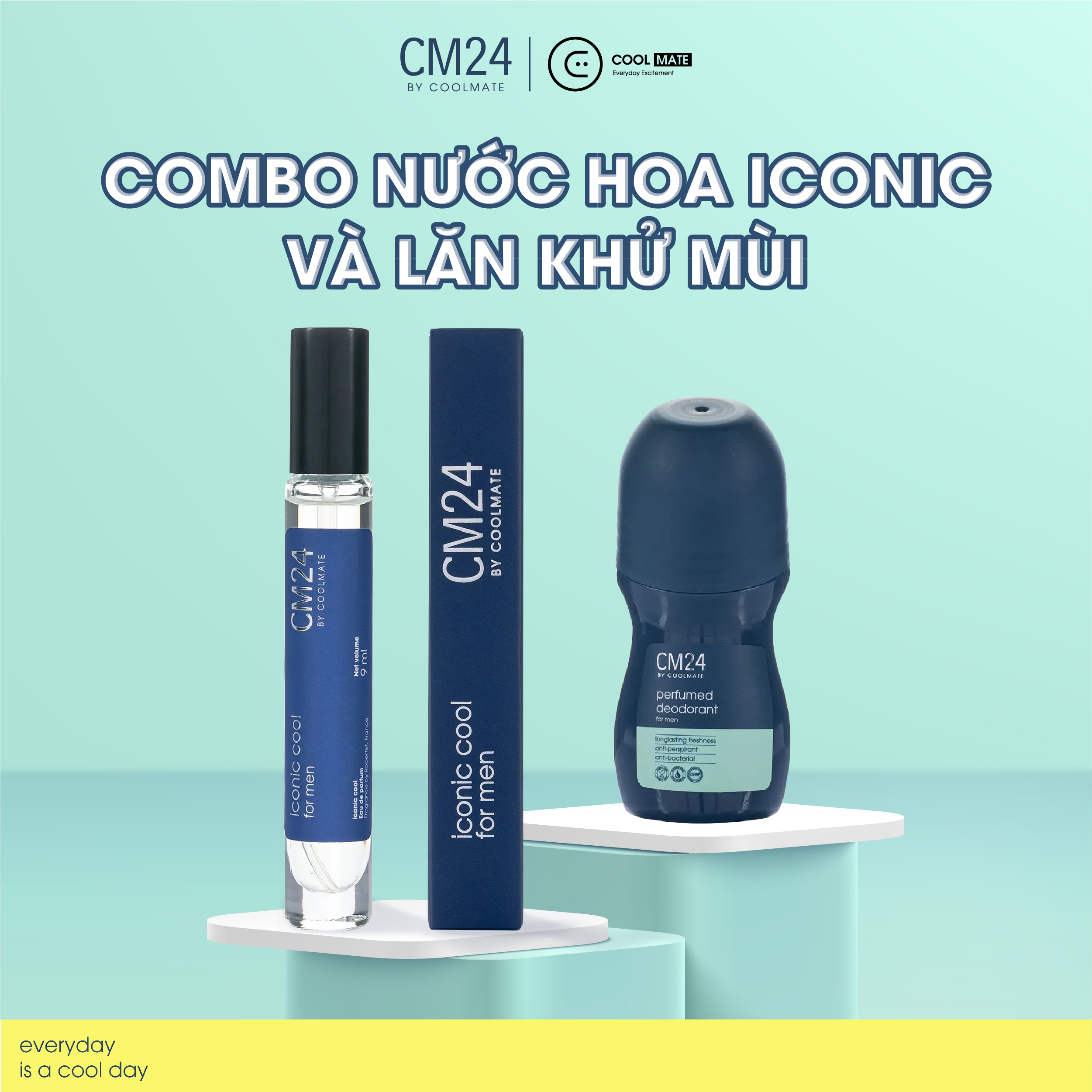 Combo nước hoa nam ICONIC và lăn khử mùi - thương hiệu CM24