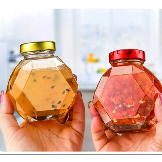 Chai thủy tinh kim cương nắp thiếc 250ML ,500ml ,Hũ Ong Kim Cương kiểu nghiêng cực xinh