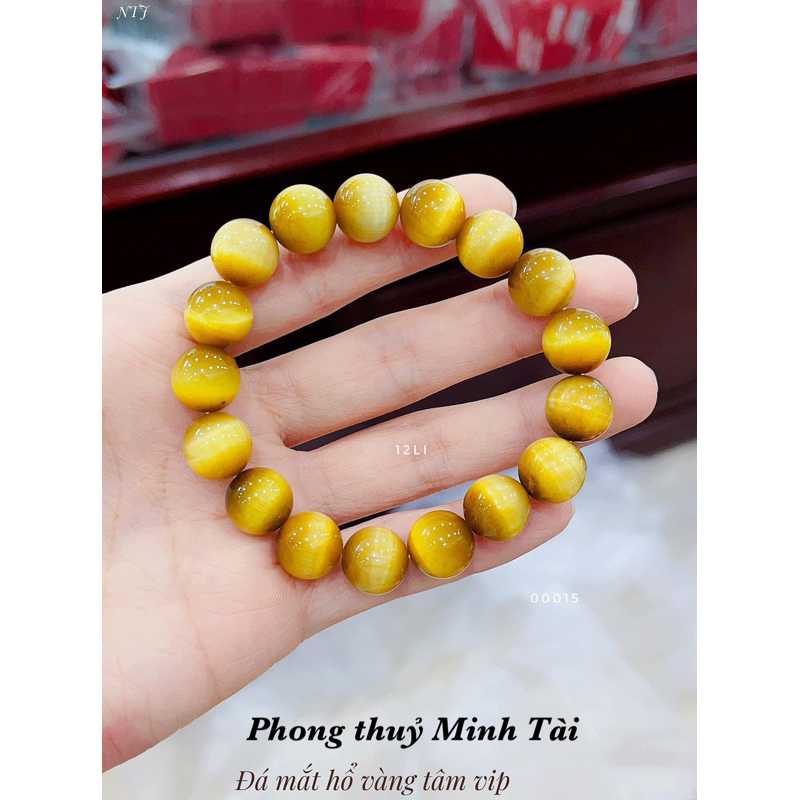 Vòng đá mắt hổ vàng tâm VIP loại 1 nhiều cỡ nam nữ đều đeo được