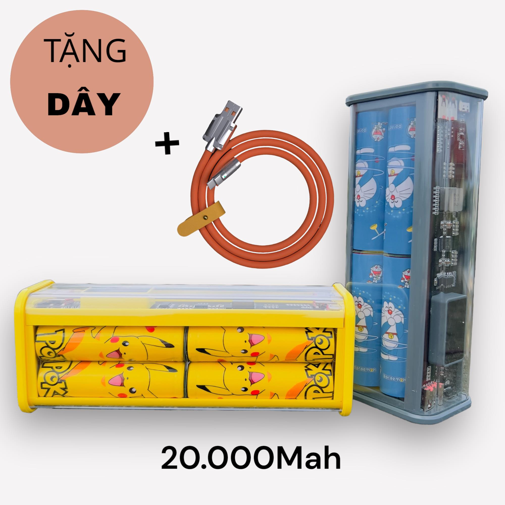 Pin Sạc dự phòng trong suốt 20.000mAh, Sạc nhanh 22.5W, hỗ trợ cổng Type-C lighning BH 12 tháng