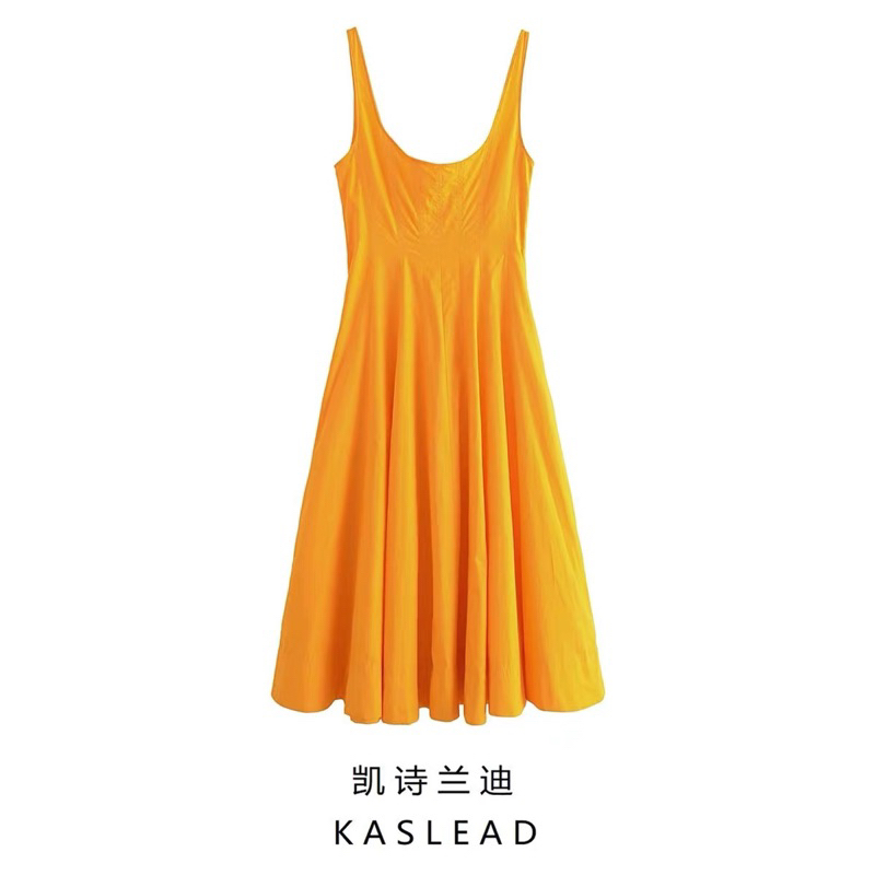 Đầm hai dây cam  hàng TQXk