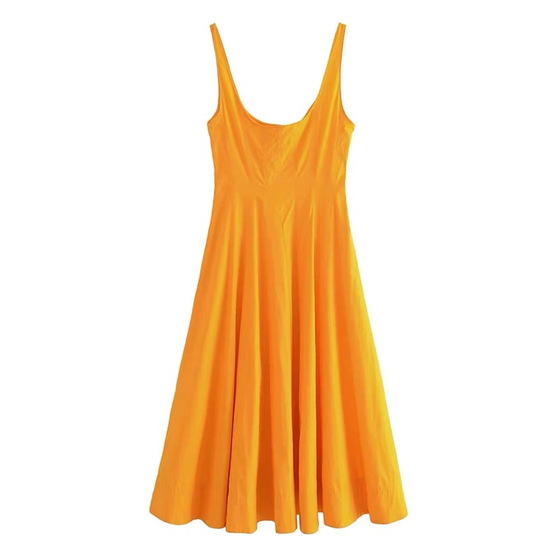 Đầm hai dây cam  hàng TQXk