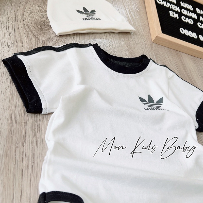 Body A.didas kèm mũ cho bé trai và bé gái 3-12kg đồ liền thân cho bé bodysuit cho bé