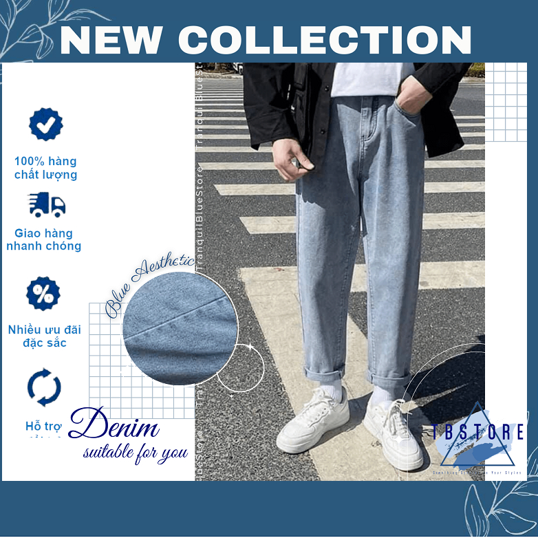 QUẦN JEANS BAGGY DÁNG ỐNG SUÔNG NAM - Hottrend Hàn Quốc