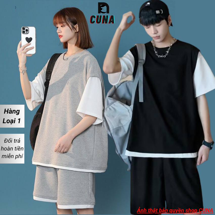 Bộ Thể Thao Nam Nữ Mặc Nhà Mùa Hè Form Rộng Tay Lỡ Oversize Unisex Phối Local Brand Trendy 2023 CUNA