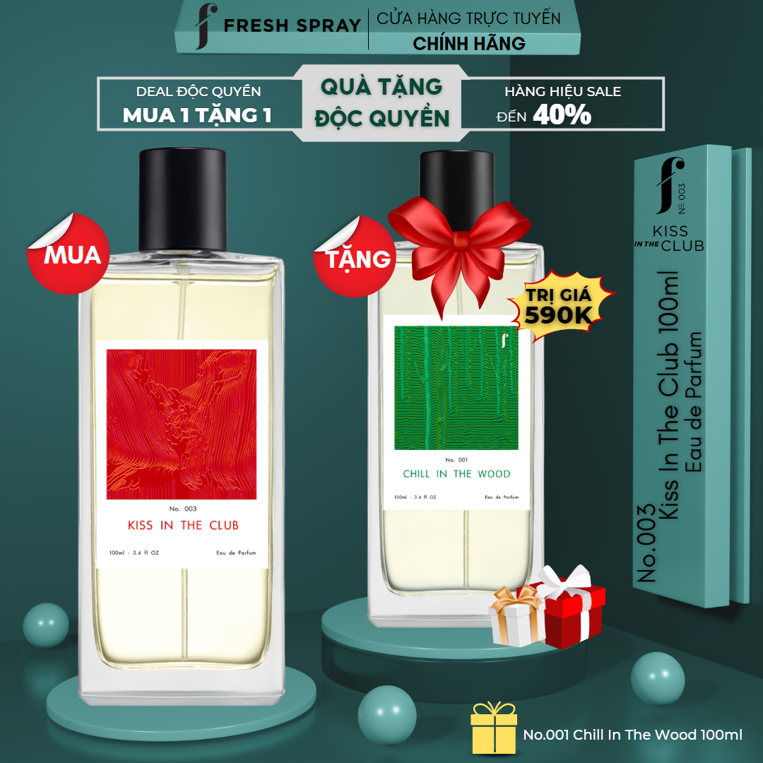 Nước Hoa F Fresh Spray Gil Lê, Kiss In The Club No.003 Sang Trọng, Cá Tính, Quyến Rũ, Lưu Hương 12h 100ML
