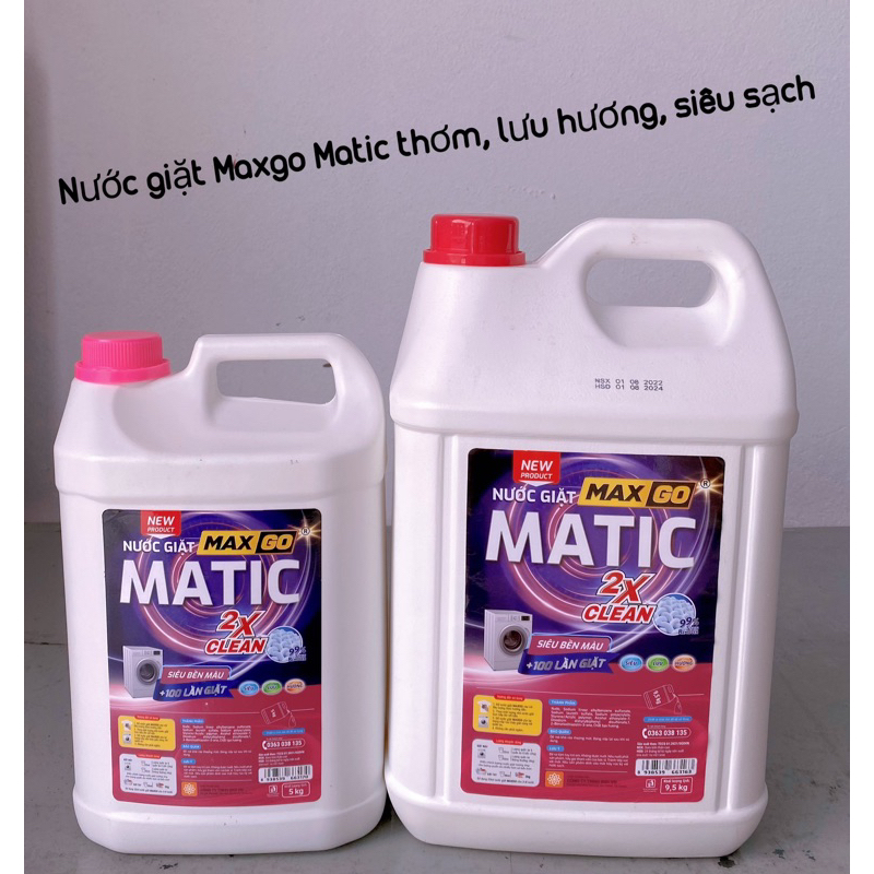 Nước giặt công nghiệp Maxgo Matic x2 Clean can 5L