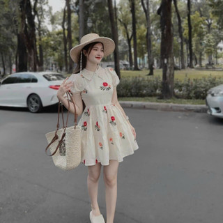 ĐẦM XỐP HOA (CÓ LÓT) HỌA TIẾT HOA NHÍ SIÊU XINH BÁNH BÈO