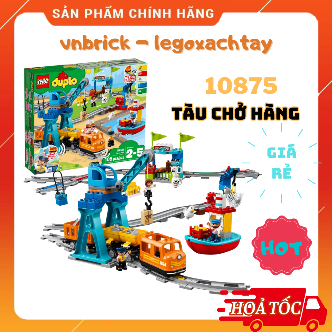 [HÀNG CÓ SẴN] Đồ Chơi LEGO Duplo 10875 - Xe Lửa Chở Hàng (LEGO Cargo )