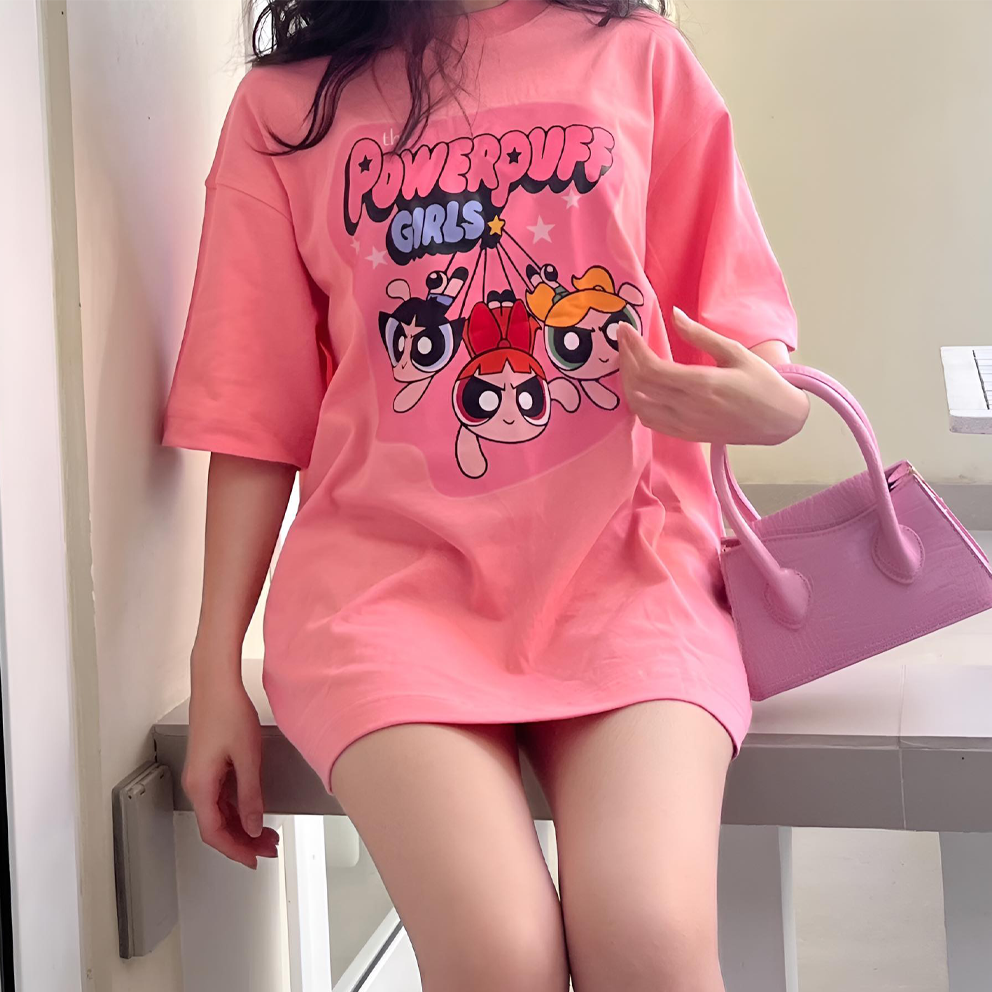 Áo thun unisex nam nữ 3 CÔ GÁI SIÊU NHÂN cotton form rộng oversize nhiều màu 100% cotton 2c định lượng 250GSM