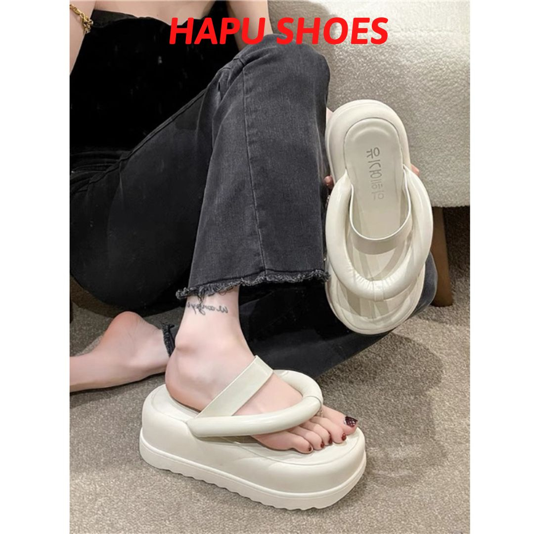 Dép thời trang nữ kẹp ngón đế bánh mì, dép tông nữ xỏ ngón đế cao 7cm
