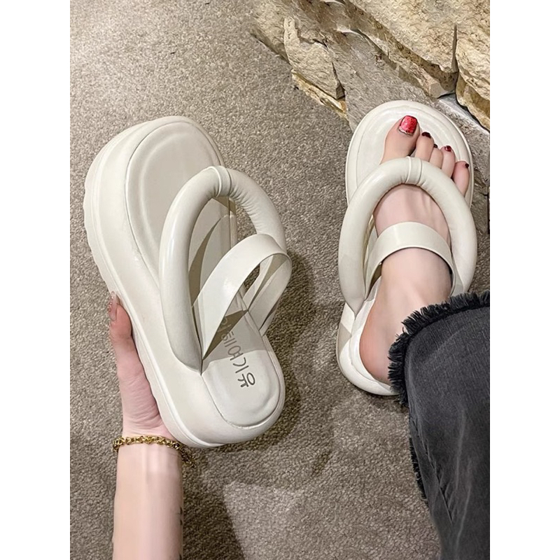 Dép thời trang nữ kẹp ngón đế bánh mì, dép tông nữ xỏ ngón đế cao 7cm