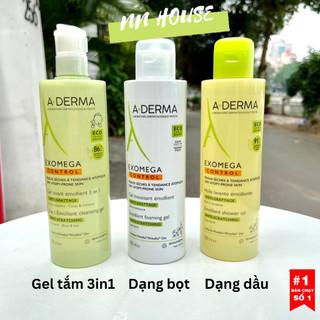 Sữa tắm cho bé Aderma Exomega Control dưỡng ẩm glycerin, cấp nước baby da khô, da cơ địa, ngứa, eczema cream skincare