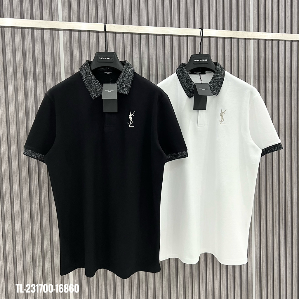 🔥Hot🔥Áo polo Saint Laurent thêu chữ thiết kế hot trend Nam nữ New 2023