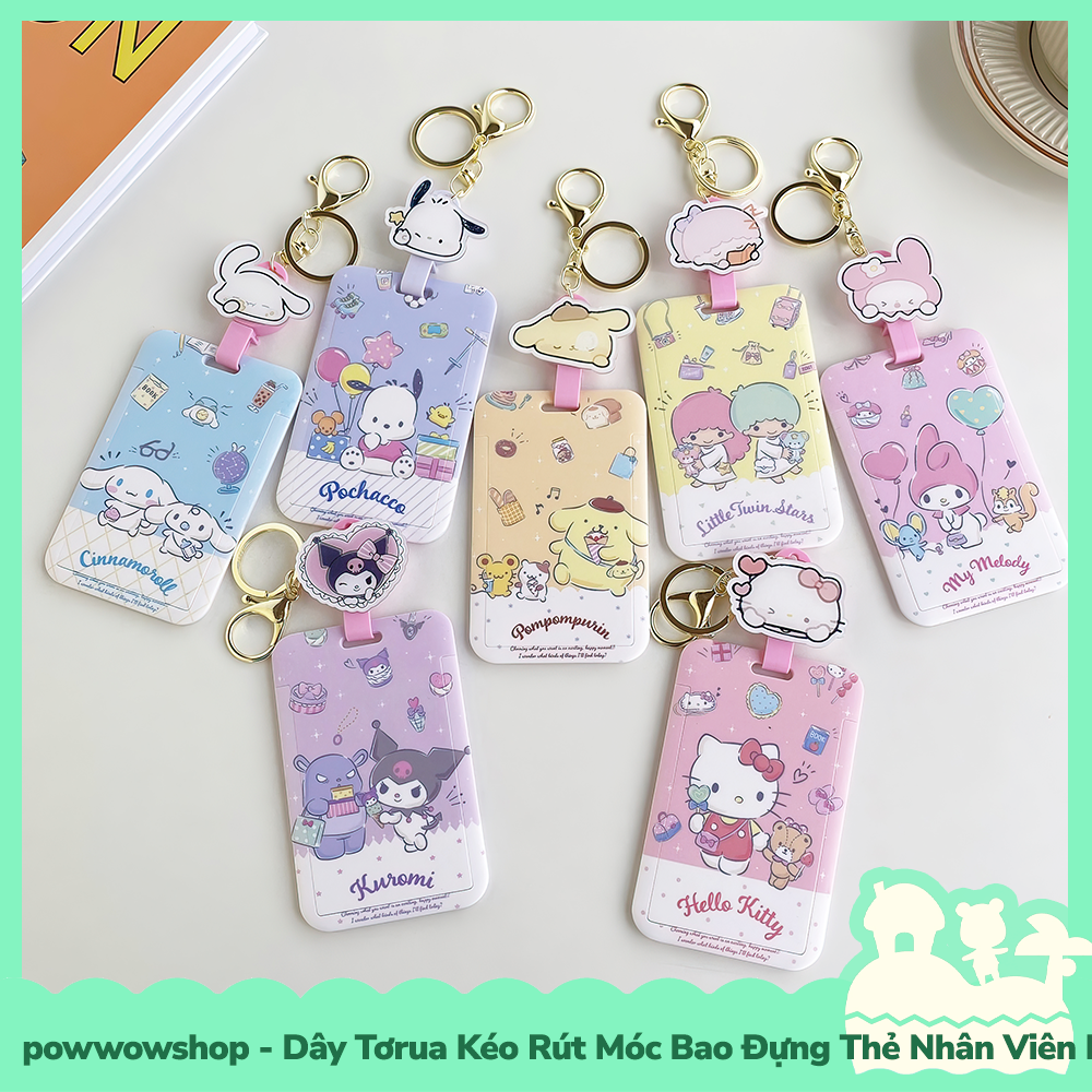 [Sẵn VN - Hỏa Tốc] Dây Tơrua Kéo Rút Móc Bao Đựng Thẻ Nhân Viên Nhựa ABS Phong Cách Nhân Vật Hoạt Hình Sanrio Go School!