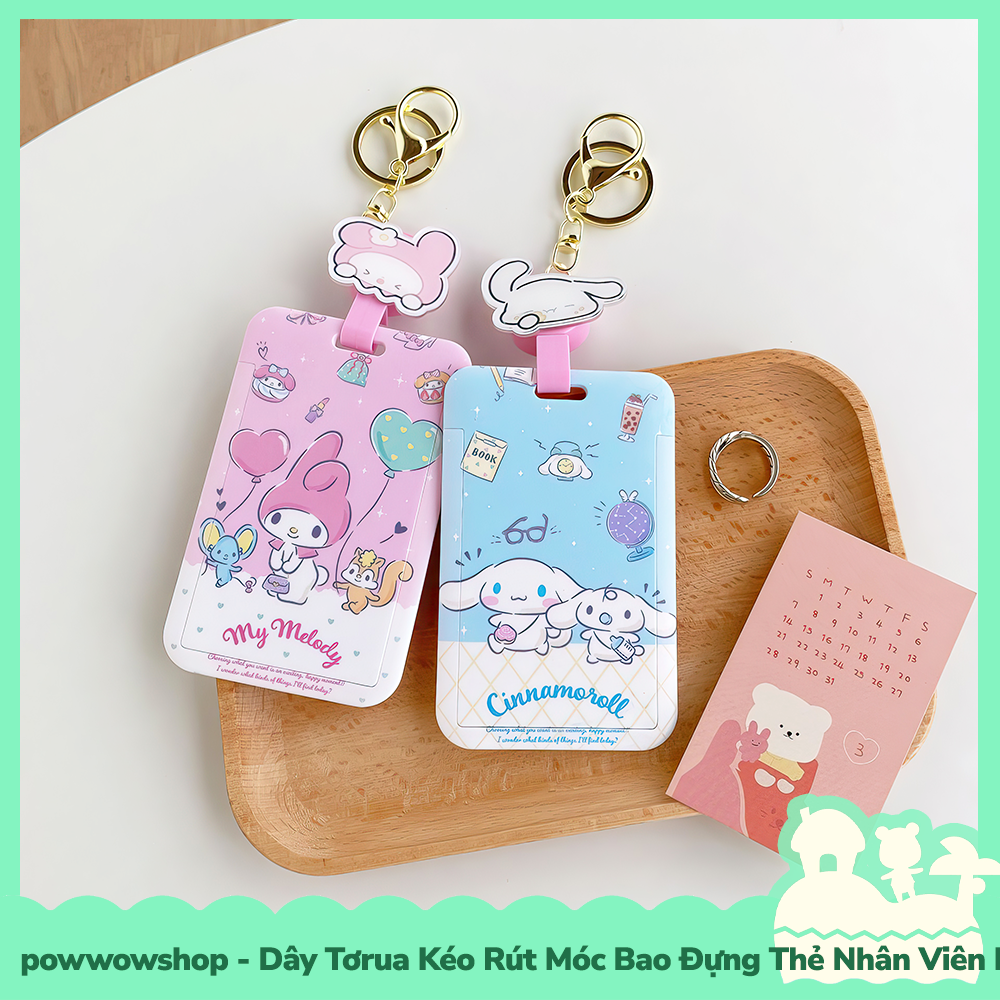 [Sẵn VN - Hỏa Tốc] Dây Tơrua Kéo Rút Móc Bao Đựng Thẻ Nhân Viên Nhựa ABS Phong Cách Nhân Vật Hoạt Hình Sanrio Go School!