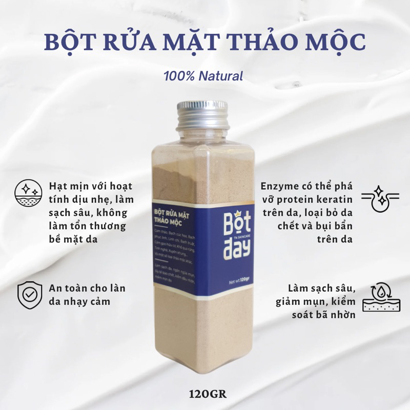 Bột Rửa Mặt Thảo Mộc 100% Mỹ phẩm Handmande