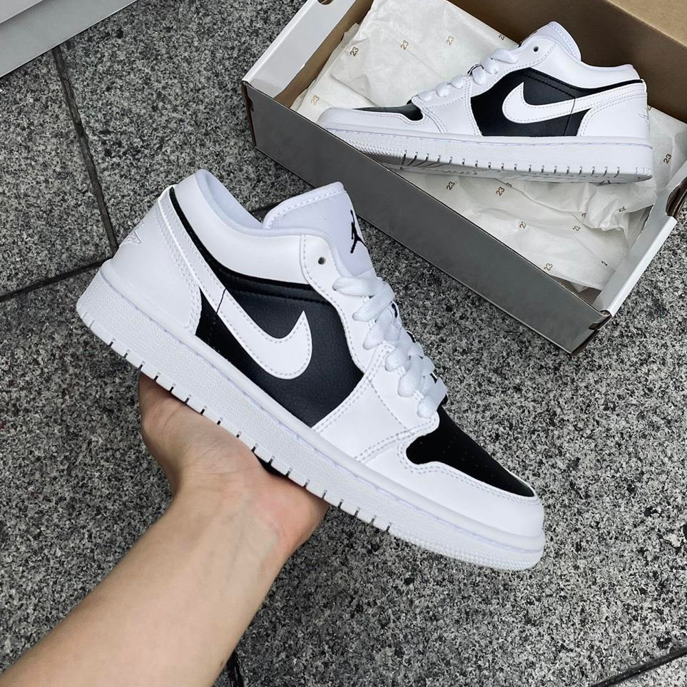 Giày_Nike 𝐉𝐨𝐫𝐝𝐚𝐧 Mũi Đen Cổ Thấp - Giày Jordan Low 1 Trắng Đen Thấp Cổ Bản Cao Cấp Full Bill Box