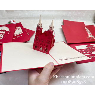 Thiệp giấy 3D mô hình Nhà thờ Đức Bà, chợ Bến Thành, Bưu điện TP