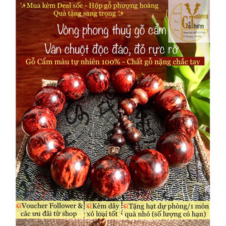 [Cuối năm Siêu Sale 50%] Vòng phong thủy gỗ cẩm hút tài vận, vòng tay đẹp, gỗ vân chuột đẹp, độc đáo, cá tính, đủ size