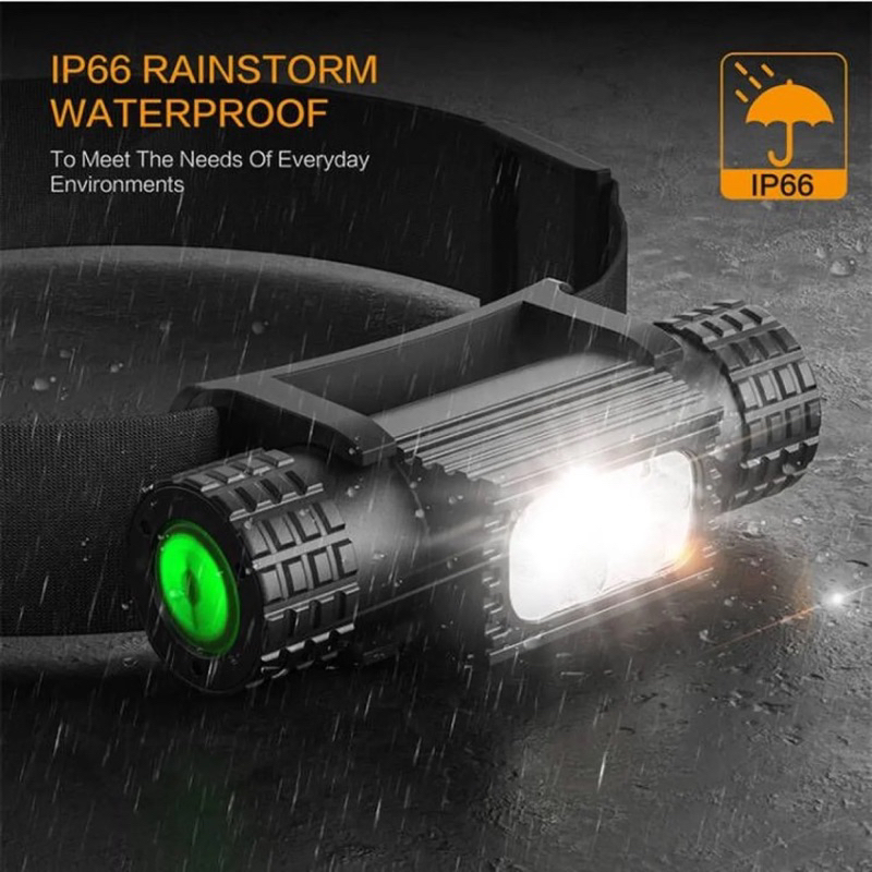 Đèn đội đầu H05B sạc Type-C 5 Led gồm 2led đỏ + 3led trắng. 2000lumens-6500k