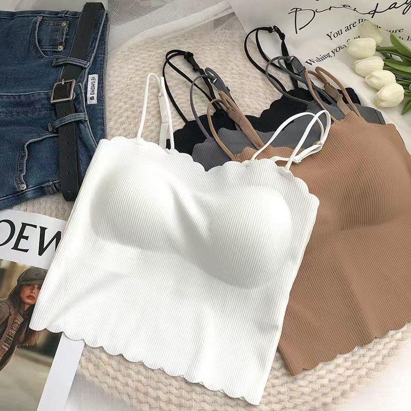 Áo Bra Nhăn Viền Sóng Dây Kép Phong Cách Hàn Siêu Xinh 22