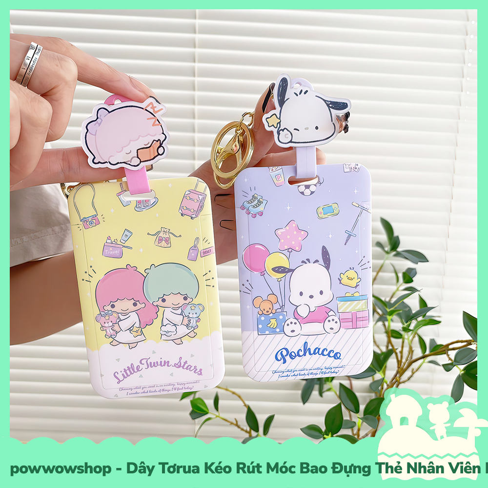 [Sẵn VN - Hỏa Tốc] Dây Tơrua Kéo Rút Móc Bao Đựng Thẻ Nhân Viên Nhựa ABS Phong Cách Nhân Vật Hoạt Hình Sanrio Go School!