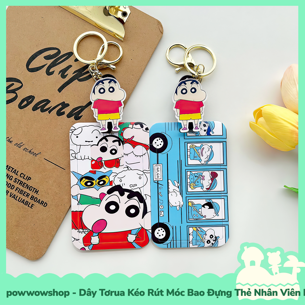 [Sẵn VN - Hỏa Tốc] Dây Tơrua Kéo Rút Móc Bao Đựng Thẻ Nhân Viên Nhựa ABS Nhân Vật Hoạt Hình Shin Cậu Bé Bút Chì