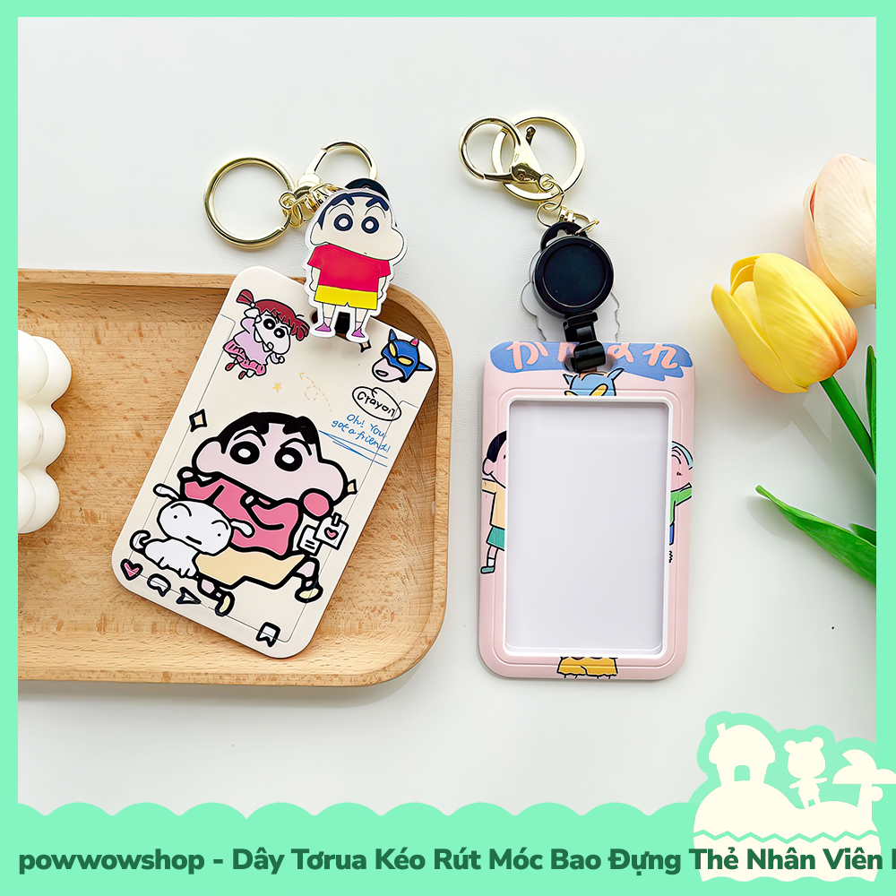 [Sẵn VN - Hỏa Tốc] Dây Tơrua Kéo Rút Móc Bao Đựng Thẻ Nhân Viên Nhựa ABS Nhân Vật Hoạt Hình Shin Cậu Bé Bút Chì