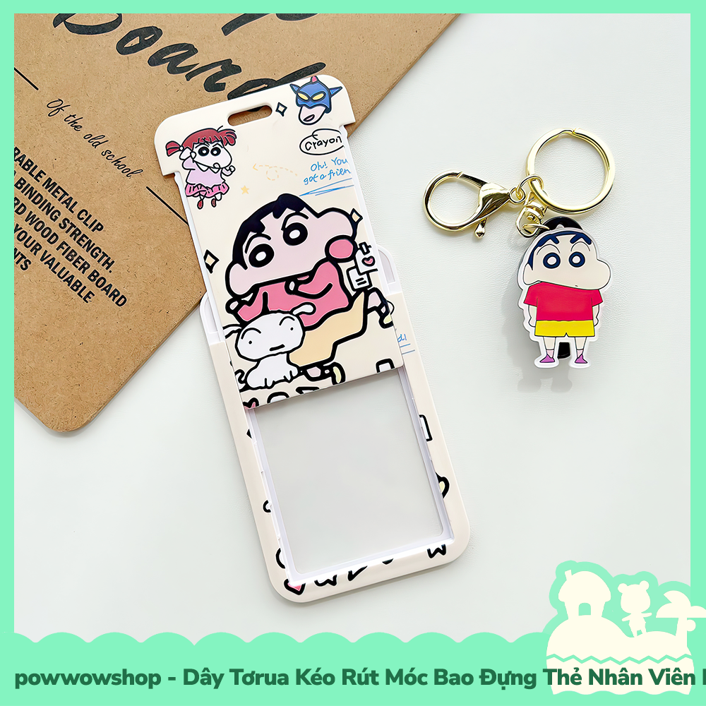 [Sẵn VN - Hỏa Tốc] Dây Tơrua Kéo Rút Móc Bao Đựng Thẻ Nhân Viên Nhựa ABS Nhân Vật Hoạt Hình Shin Cậu Bé Bút Chì