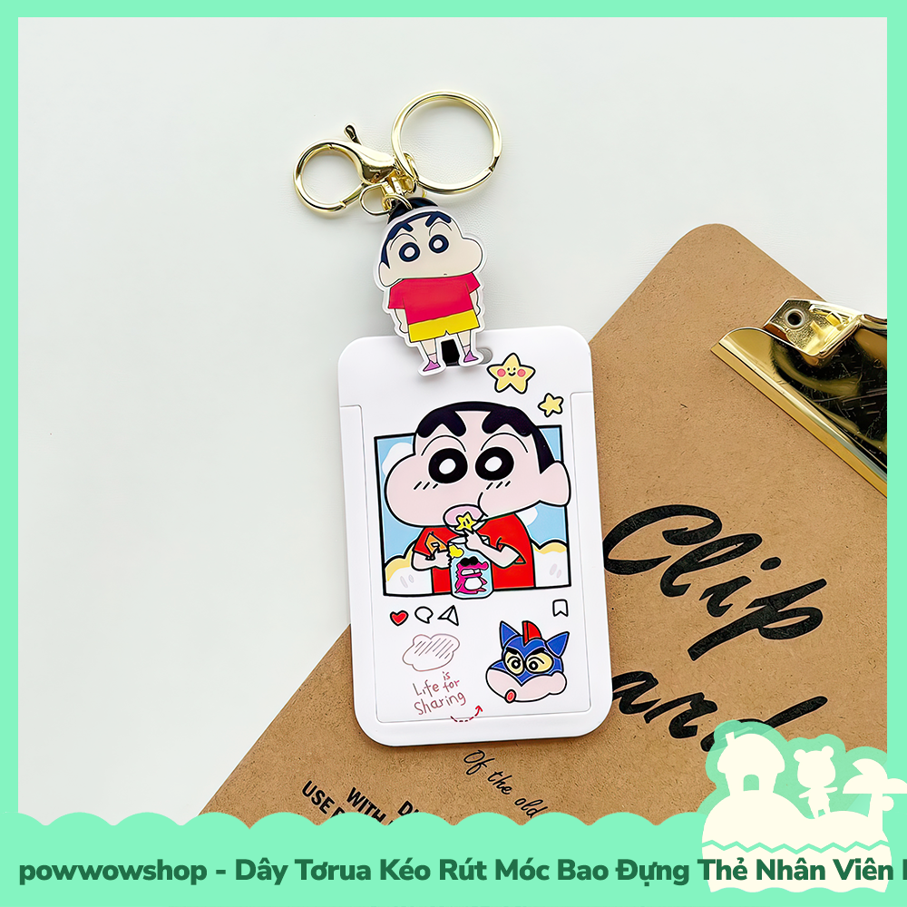 [Sẵn VN - Hỏa Tốc] Dây Tơrua Kéo Rút Móc Bao Đựng Thẻ Nhân Viên Nhựa ABS Nhân Vật Hoạt Hình Shin Cậu Bé Bút Chì