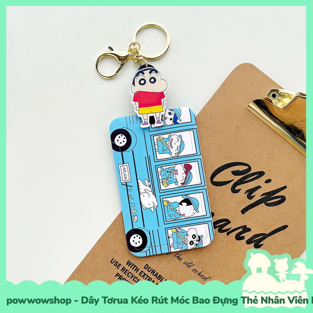 [Sẵn VN - Hỏa Tốc] Dây Tơrua Kéo Rút Móc Bao Đựng Thẻ Nhân Viên Nhựa ABS Nhân Vật Hoạt Hình Shin Cậu Bé Bút Chì