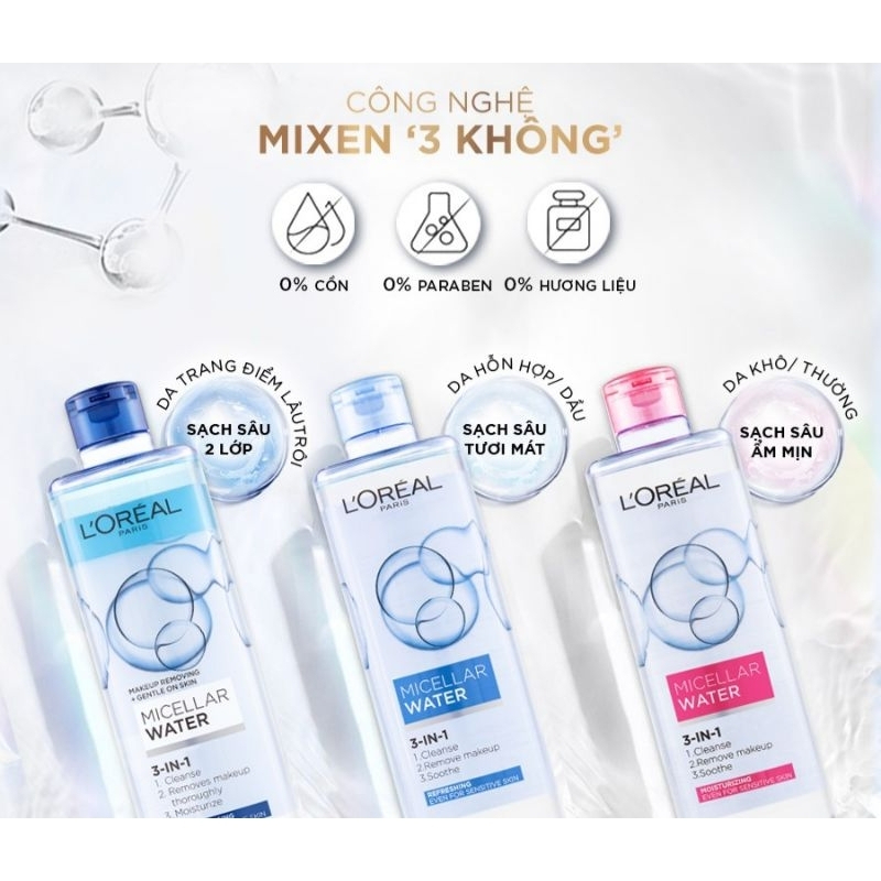 Nước Tẩy Trang L'Oreal 3-in-1 Micellar Water 400ml