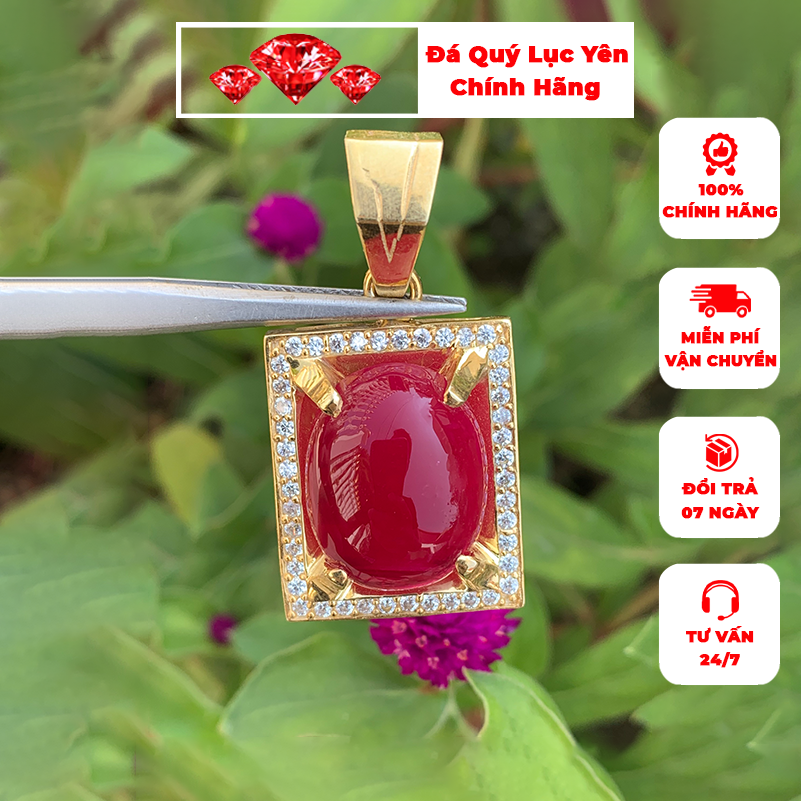 [Mã Bmlta35 Giảm Đến 35K Đơn 99K] Mặt Dây Chuyền Nam Đá Ruby Tự Nhiên Khai Tuyen Bạc Phủ Vàng 18K Nf006