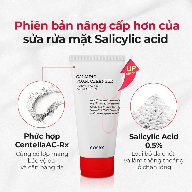 Sữa Rửa Mặt Tạo Bọt Cho Da Mụn Chiết Xuất Rau Má và 0.5% BHA Cosrx AC Collection Calming Foam Cleanser 50ml