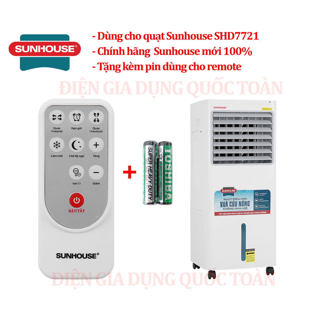 Remote, Điều Khiển Quạt Sunhouse SHD7719,7720,7721,7722,7723  Chính Hãng Mới 100%