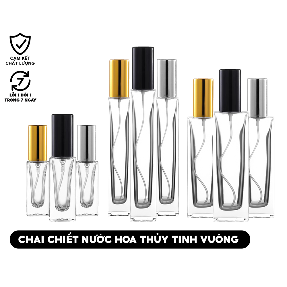 Chai lọ chiết nước hoa thủy tinh vuông 5ml, 10ml, 20ml